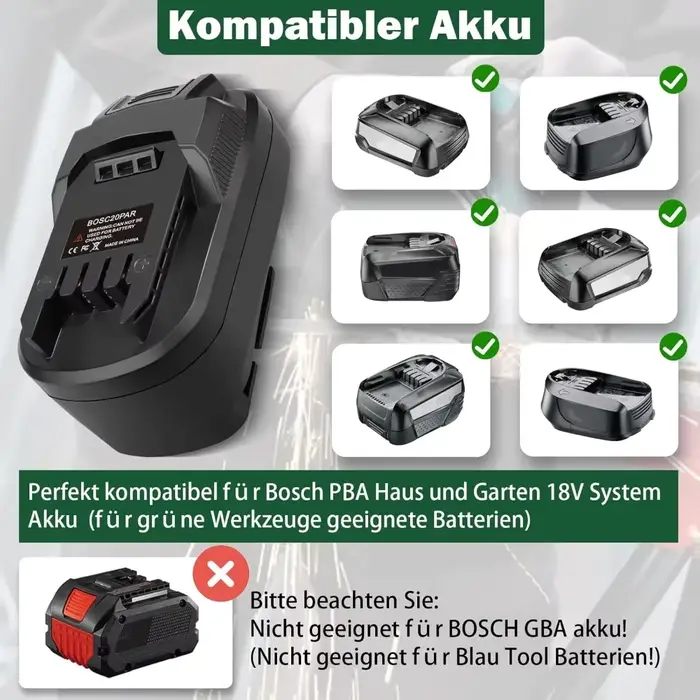 Pour Bosch 18V batterie fonctionne pour adaptateur d'outil Parkside