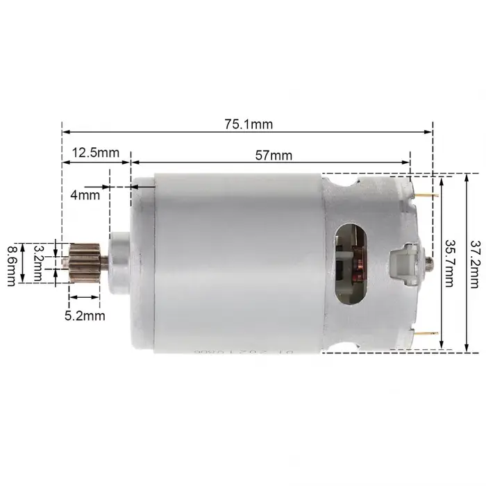 Moteur électrique RS550 à 12 dents