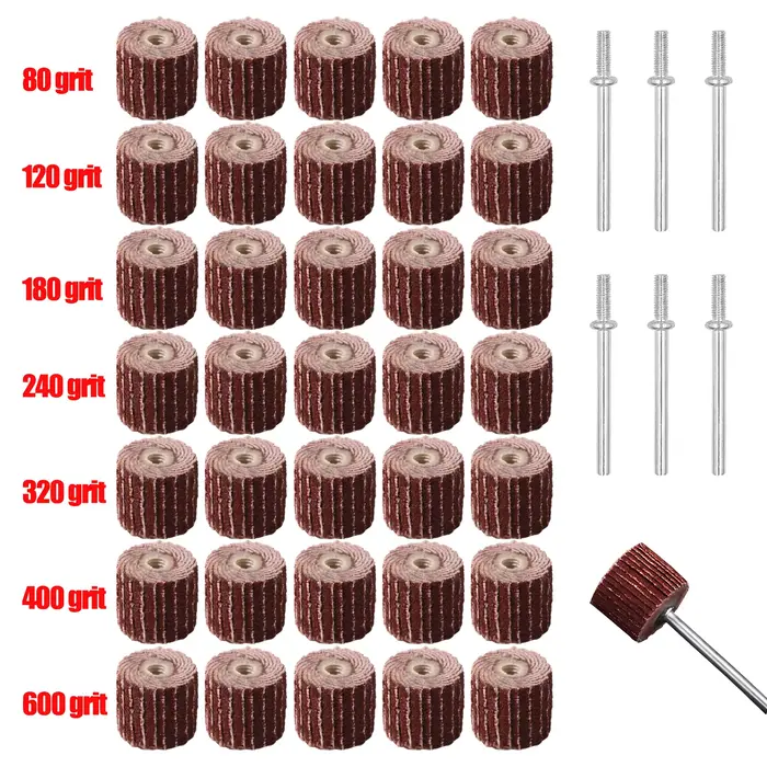 20 pièces roues de ponçage à lamelles abrasifs meuleuse ponceuse à clapet pour perceuse outil rotatif 10mm