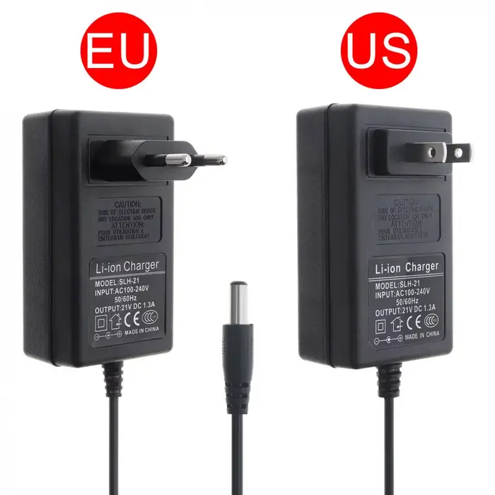 Adaptateur d'alimentation cc 12.6/16.8/17/21/25V, chargeur avec prise ue et prise américaine pour perceuse électrique au Lithium/tournevis/clé
