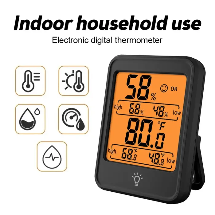 Thermomètre numérique LCD de grande taille, hygromètre électronique pour pièce intérieure, capteur d