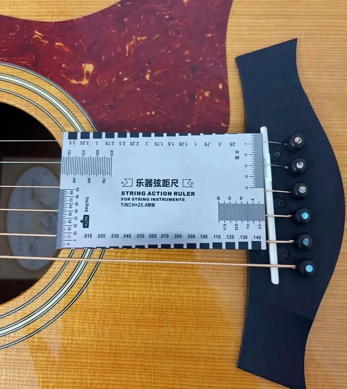 Jauge d'Action des Cordes en Acier Inoxydable Règle Outil de Réparation d'Instruments de Musique Guitare Basse Argent