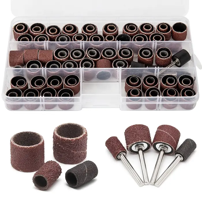 Grain de kit de batterie de ponçage # 80 # 120 manchons Dremel avec mandrin