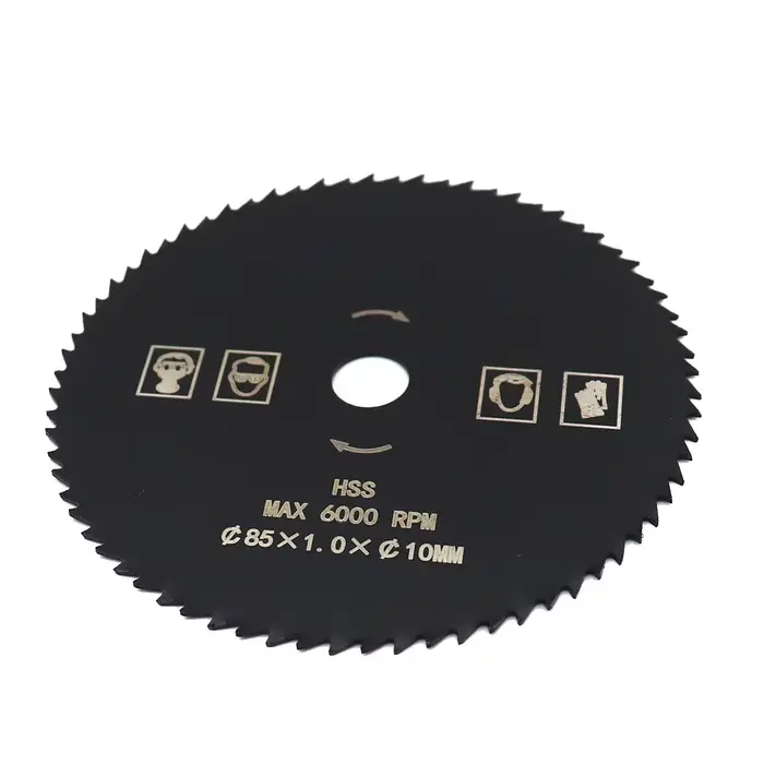 Lame de Scie Circulaire HSS, Diamètre 85mm, 72T, Alésage 10mm, Revêtement en Nitrure, Coupe du Bois, 1 Pièce