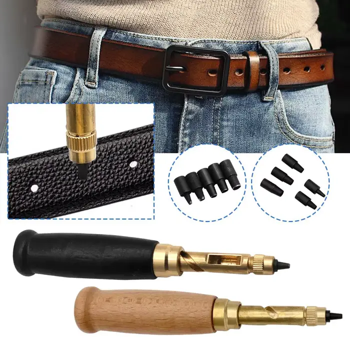 Perforateur automatique de cuir avec manche en bois