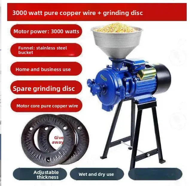 Moulin à grains à moteur sans balais en cuivre 3000W/3500W 220V, usage sec et humide, pour usage dom