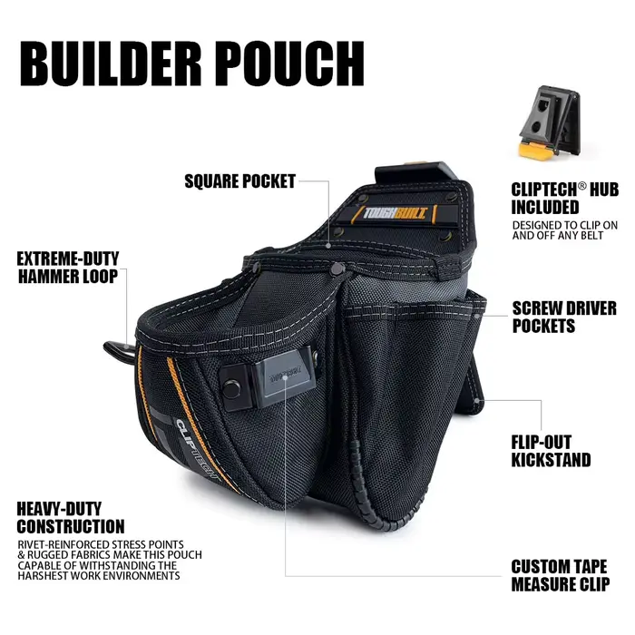 TOUGHBUILT Builder 1680D Pochette à outils de construction robuste avec moyeu