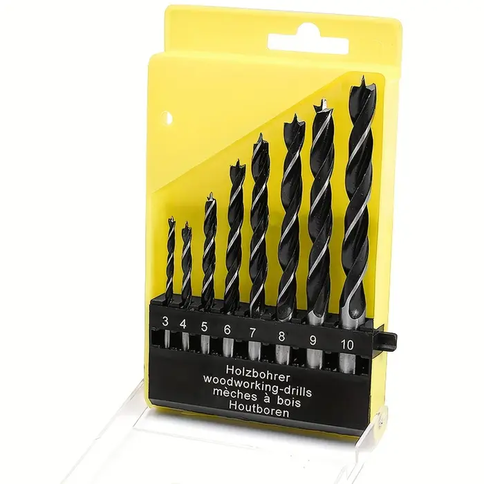 Forets à bois-8 pièces 3mm - 10mm pointe droite spirale torsion bois