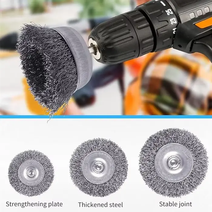 Brosse métallique pour perceuse BSEVB-10 pièces, tige hexagonale de 1/4 de pouce, foret pour nettoye