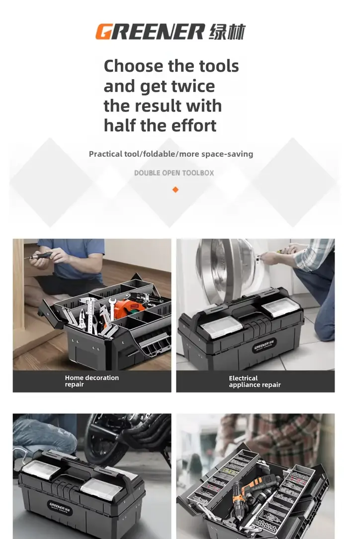 Green Forest – grande boîte à outils pliable à trois couches