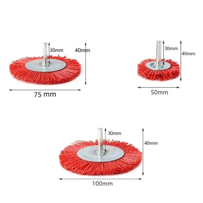 Brosse plate en Nylon, roue métallique Abrasive
