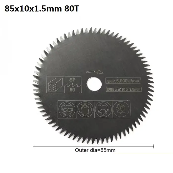 HAMPTON 1/5PCS 85mm Mini Lame de Scie Circulaire 10/15mm 80T Électrique Disque De Coupe Bois/Métal D