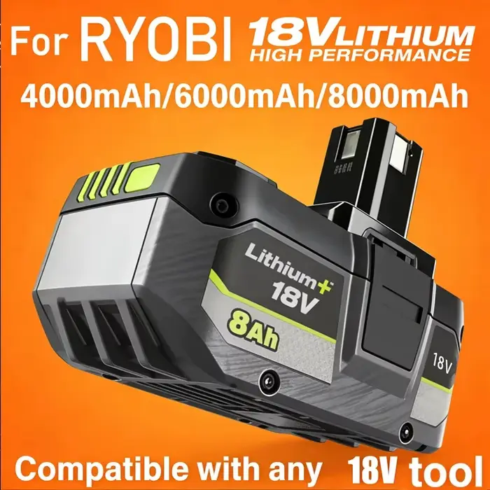 Nouvelle batterie au Lithium puissante RYOBI 18V 6.0AH 8.0Ah P104 P105 P107 P108 P109 faible auto-décharge Compatible avec tous les outils 18V