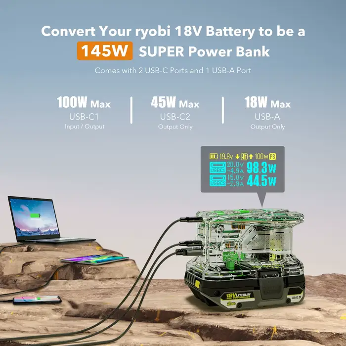 Chargeur rapide pour batterie RYOBI 18V ONE +