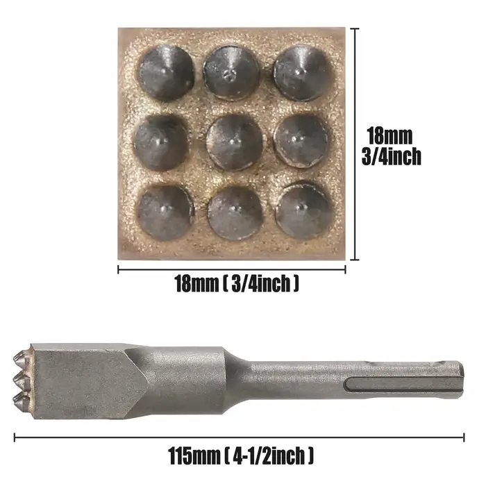 SDS Plus tige carbure pointe 9 dents Micro ciseau douille marteau forets pour ciment béton pierre marbre granit