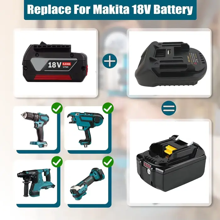 Adaptateur de batterie pour Bosch 18V pour Makita 18V BS18MT, convertisseur avec USB pour outils éle