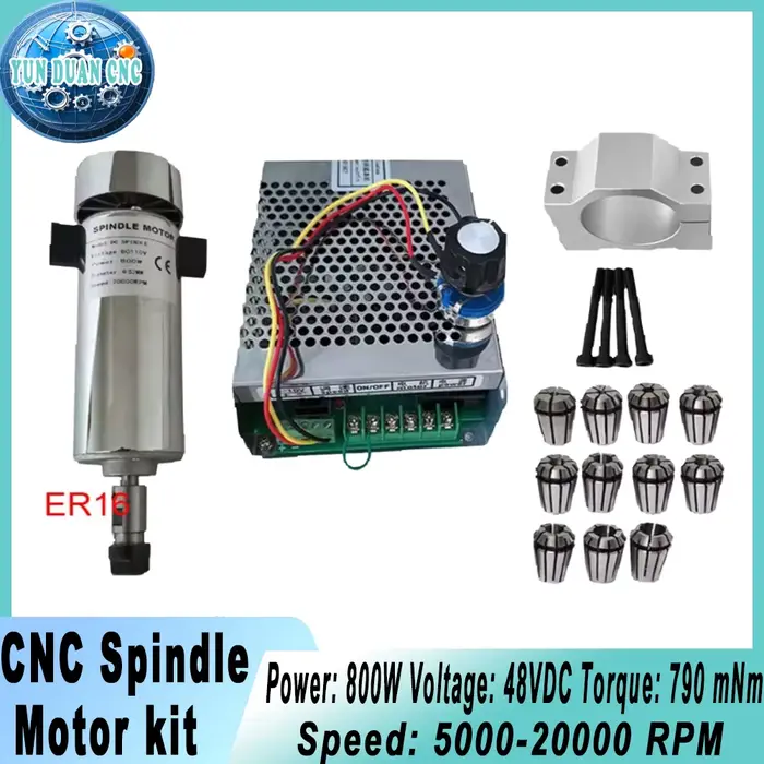 Kit de moteur de broche CNC 800W refroidi par Air DC110V 20000 tr/min ER16, alimentation de moteur de broche, régulateur de vitesse pour routeur CNC