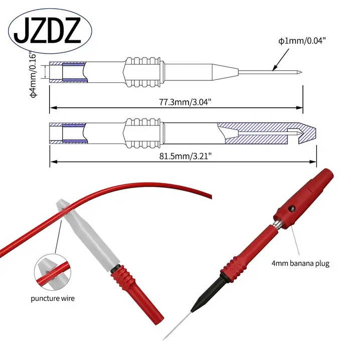 JZDZ Kit de fils de Test multimètre sondes de Test électriques numériques ensemble avec pinces croco