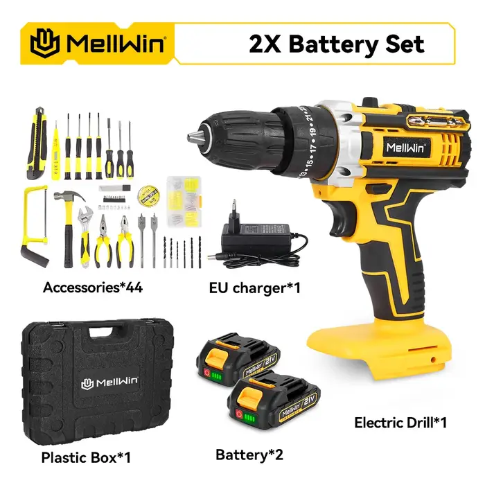 MELLWIN – perceuse à percussion électrique à couple 25 + 3