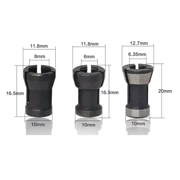 Pince d'adaptateur de haute précision, support d'outils de tige de routeur 6mm/6.35mm/8mm 3 pièces/l