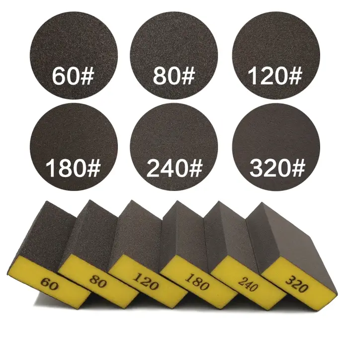 6 pièces/ensemble (60 80 120 180 240 320) bloc de ponçage épais moyen fin