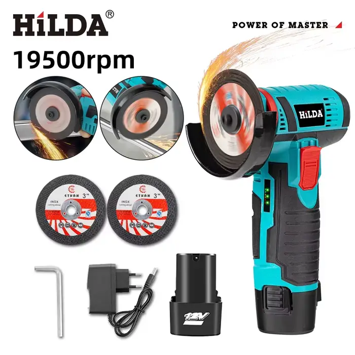 HILDA 12v Mini meuleuse d'angle 3 pouces outil électrique sans fil pour couper le polissage et le me