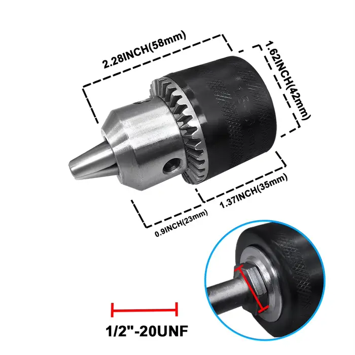 1.5-13mm convertisseur de mandrin de forage précis 1/2 "-20UNF adaptateur de changement rapide de filetage SDS-Plus tige 1/4" hexagonale