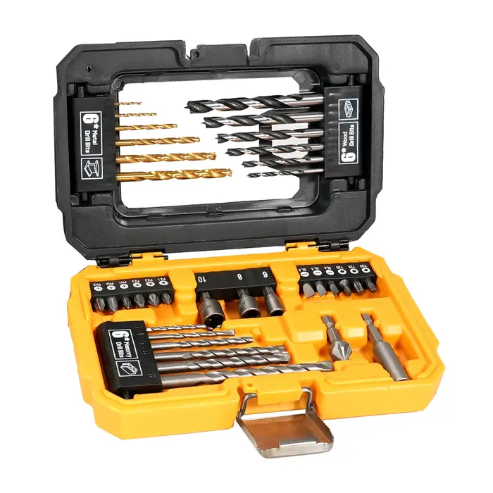 TOLESA 35 pièces perceuse et tournevis multi-embouts ensemble de forets avec mallette de rangement j