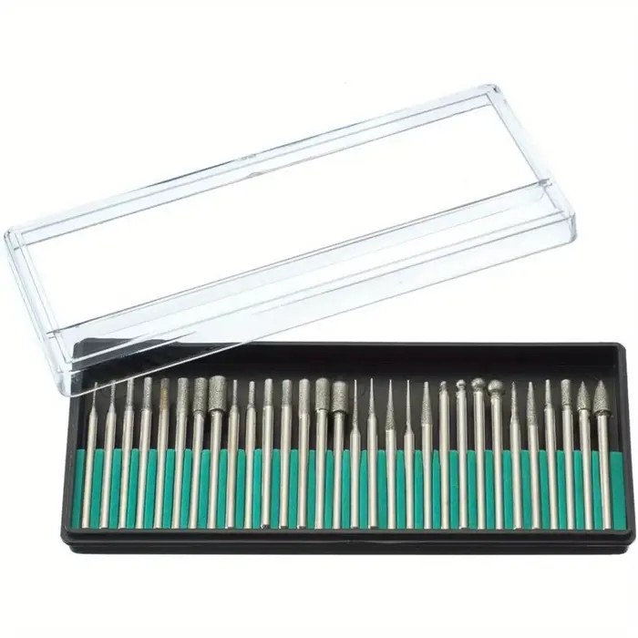 Jeu de forets à fraises diamantées 30 pièces pour outils rotatifs-tige 1/8"