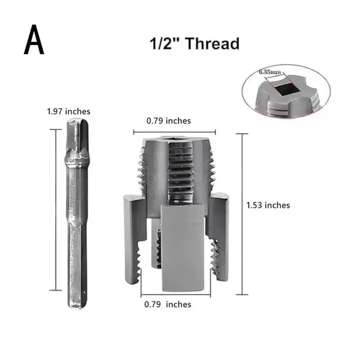 Outil de filetage de tuyaux intégré pour filetage interne et externe 1/2 et 3/4, compatible perceuse