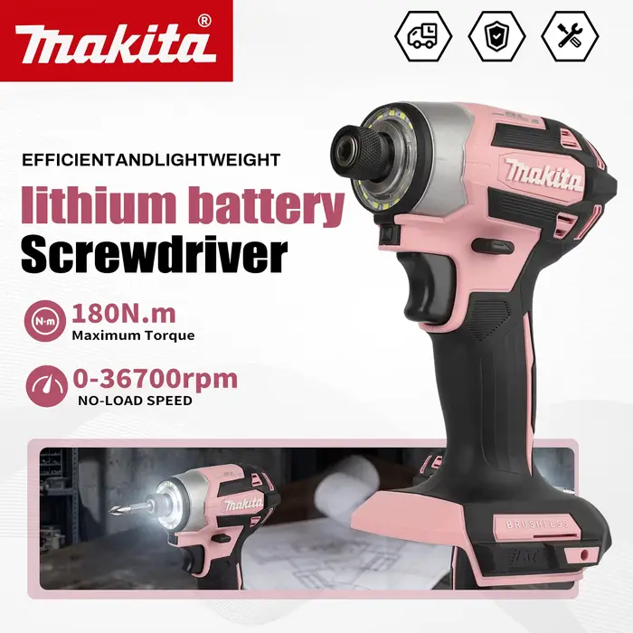 Makita 18V DTD173 Noir Rose Perceuse sans balais Outil électrique pour l'amélioration de l'habitat et le bricolage 180