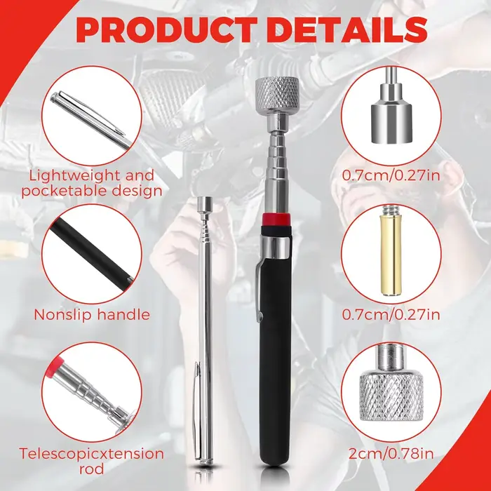 Ensemble de 3 outils de ramassage magnétiques télescopiques flexibles longs pour la réparation automobile