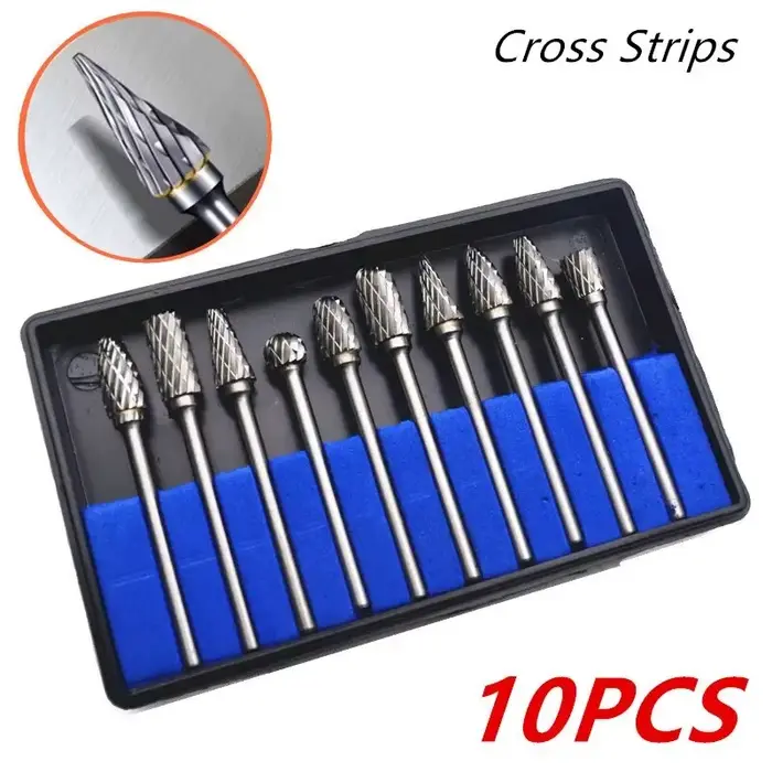 Jeu de bavures en carbure compatibles avec Dremel, broyeur à tige de 1/8 pouces, outil rotatif, mèch