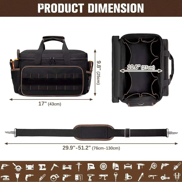 DGEV fourre-tout à outils, organisateur de sac à outils, sac à outils pour électricien, sac à outils