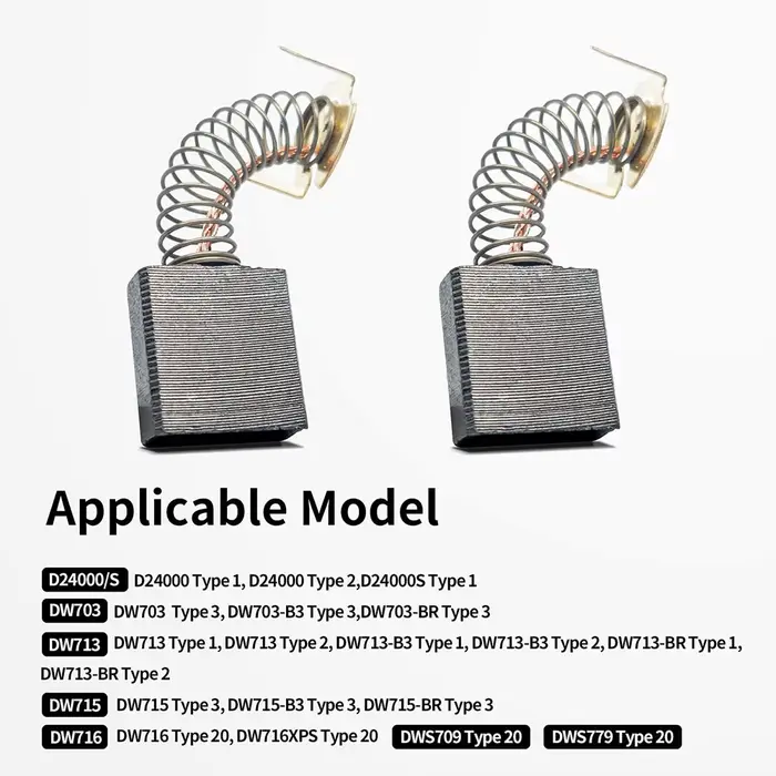 Brosses de moteur en carbone compatibles avec la scie à onglets Dewalt D24000 et DW713