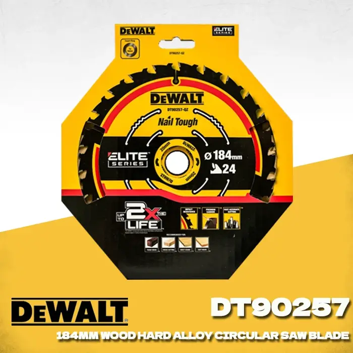 Lame de scie circulaire DEWALT DT90257 DT90259 184 mm 24T Extreme 2X Life, lame de scie à pointe en carbure pour la coupe du bois