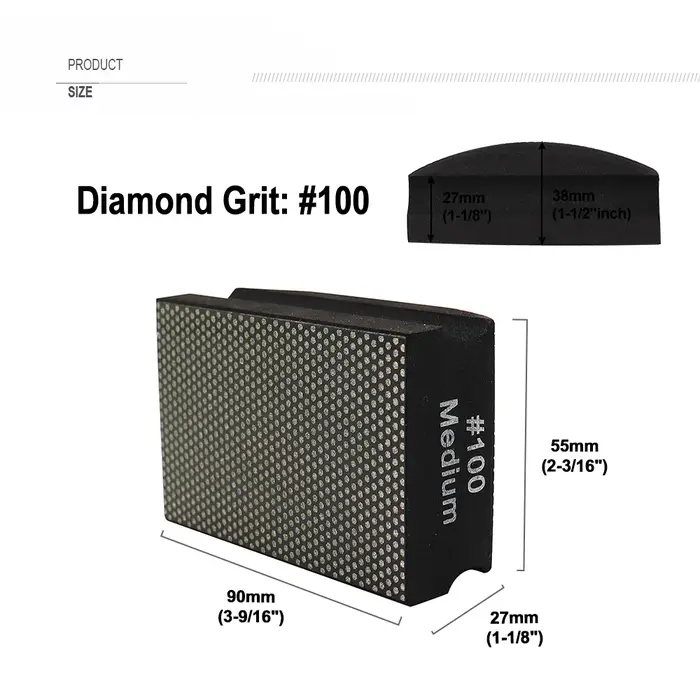 SHDIATOOL 1pc Grit50-800 diamant tampons de polissage à la main béton pierre granit marbre 90X55mm support en mousse disque de ponçage meuleuse