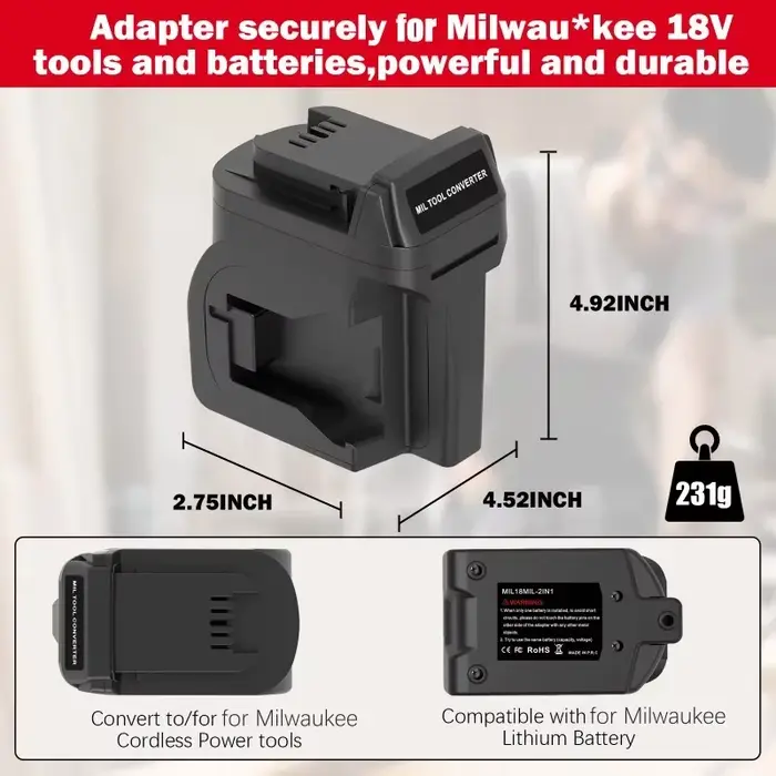 Pour Milwaukee deux paquets 18V M18 Batteries MIL18MIL 2 en 1 adaptateur de batterie