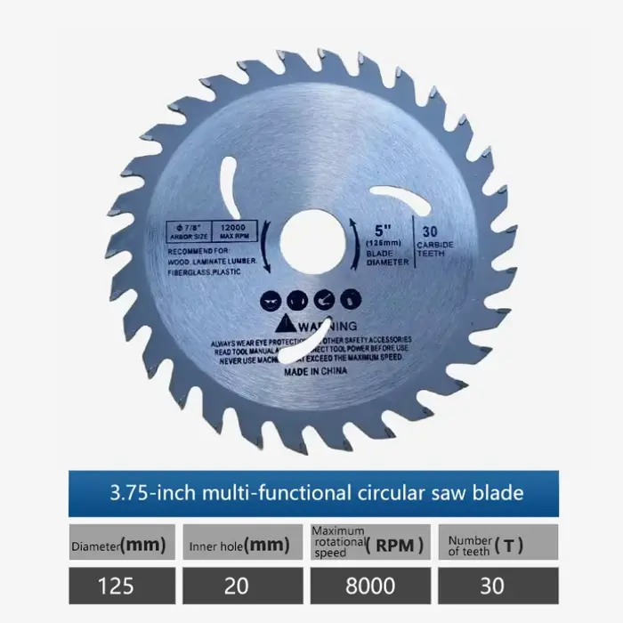 Lame de scie circulaire 125mm 5 pouces, disque de coupe du bois en carbure à 30 dents, alésage de 20
