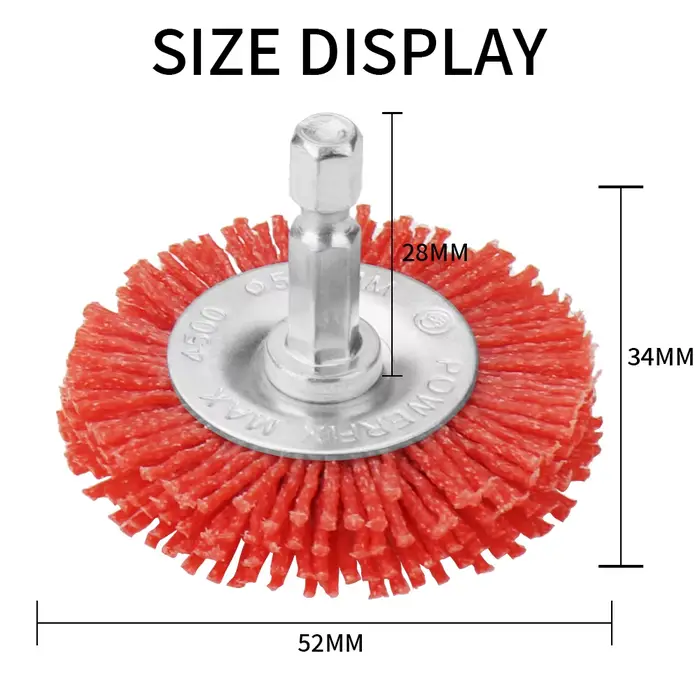 Brosse plate en Nylon, roue métallique Abrasive pour perceuse, outil rotatif, polissage du bois, bro