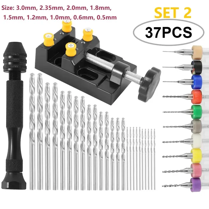 49 pièces/ensemble foret d'étau à broche de précision 0.2-3.0mm jeu de forets à main torsadés pour bricolage outil de