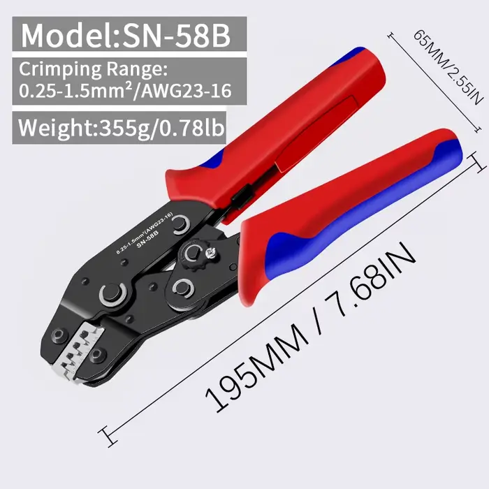 SN-58B 0.25-1.5MM2, AWG24-16 pince à sertir Non isolée pour fil de raccordement Dupont EPS PCIE SATA