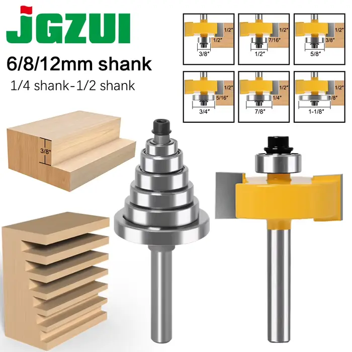 Mèche de routeur à tige de 6, 8, 12mm avec jeu de 6 roulements-1/2 "H - 1/4" coupe-bois à tige coupe