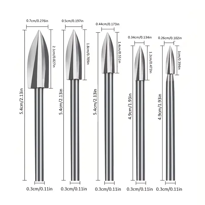 Ensemble de 5 outils de sculpture sur bois - parfaits pour les outils rotatifs