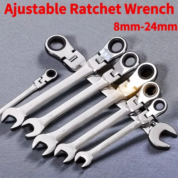 Clé à cliquet multifonctionnelle pour activités de 8 à 24 mm – Clé réglable à double usage flexible