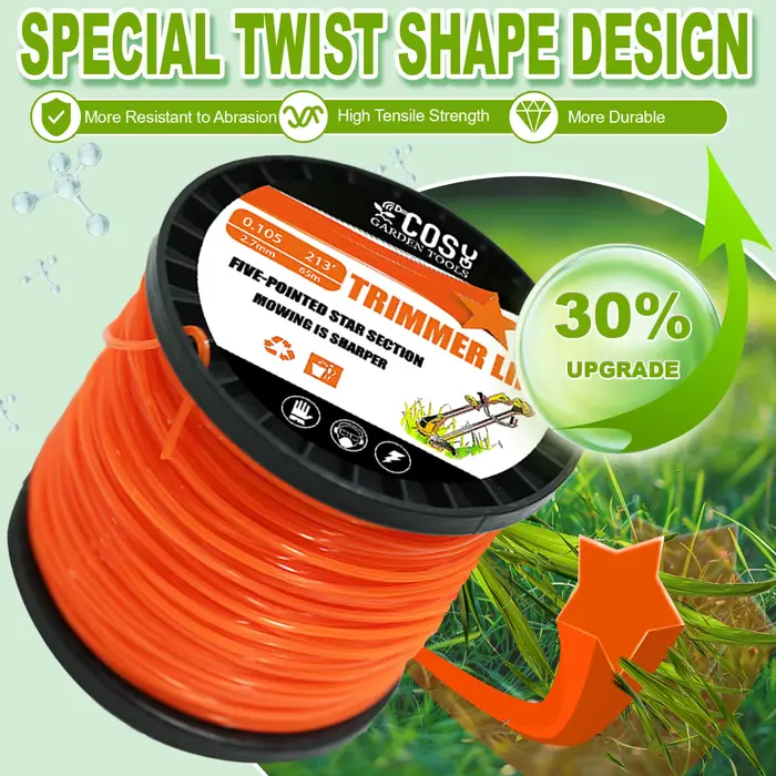3.0mm/4.0mm débroussailleuse corde tranchante tondeuse à gazon pentagramme Nylon tondeuse ligne tond