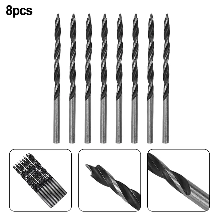 8 pièces forets 3mm tête 58mm longueur foret en spirale HCS pour bois artificiel perçage