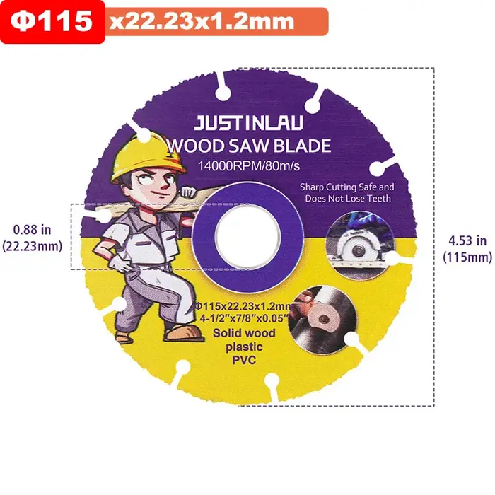 JUSTINLAU 115mm/125mm lame de scie circulaire disques de roue pour la coupe du bois disque