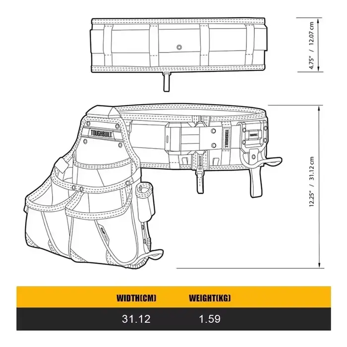 TB-CT-102-3P 3PC Pro Framer Outil Ceinture Ensemble Outils TOUGHBUILT Emballage Sac