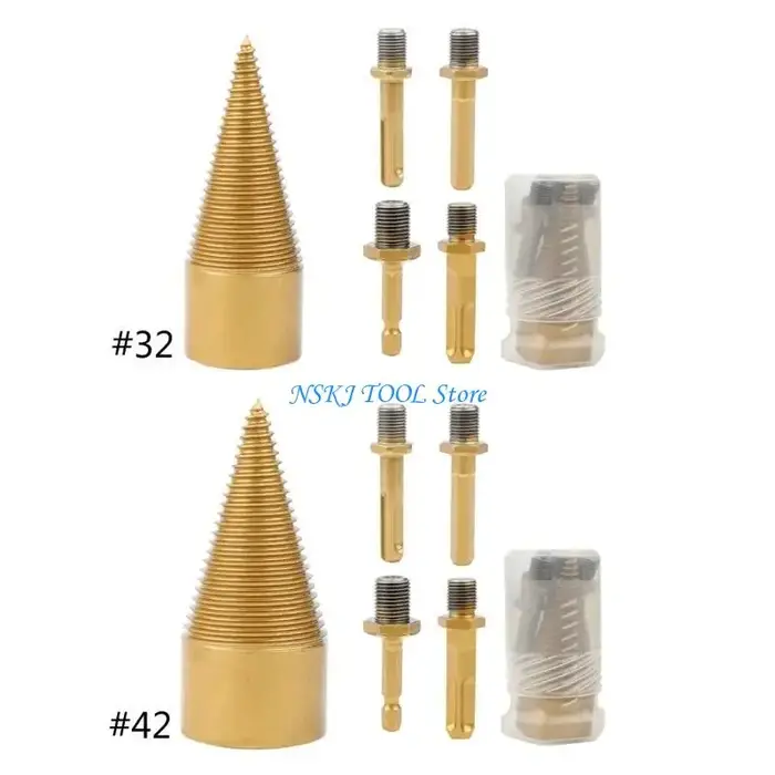 L8RC 5PCS Bit perceuse en rondins bois chauffage 32 mm 42 mm Formes électriques Conducteur cône à vis pour foret